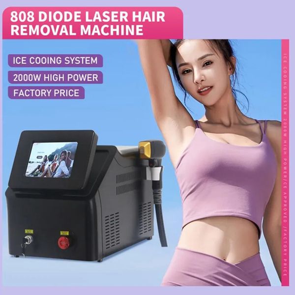 

2023 new diode laser machine epilator 808nm for all color skin icy hand laser diode hair removal machine ice platinum painless permanent, Black