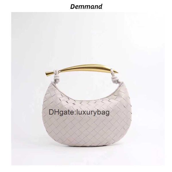 

aaaaabotteg uneta jodie mini teen intrecciato half moon shark bag soft leather wrinkled handbag cowhide woven bag large capacity white under