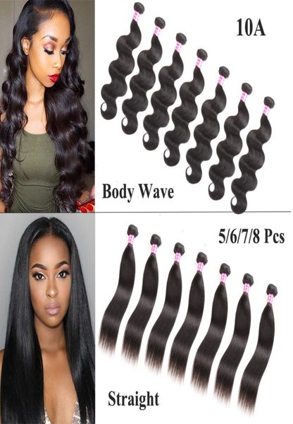 

popular items body wave and straight remy human hair extensions mink brazilian hair bundles 5678 pieces unprocessed human hair 7699991, Black