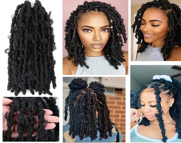 

14quot butterfly locs crochet hair distressed butterfly locs crochet braids goddess pre looped bob locs pre braid9867412, Black