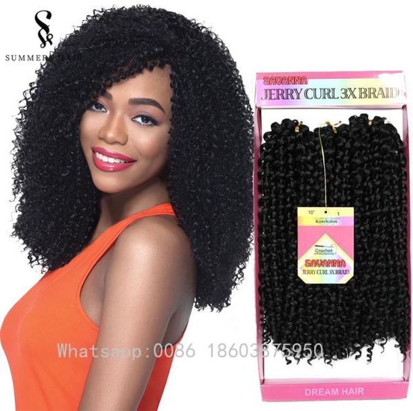 

summershair kinky curly crochet braids 10inch short synthetic marlibob hair extensions ombre tress deep hairstyle7730887, Black;brown