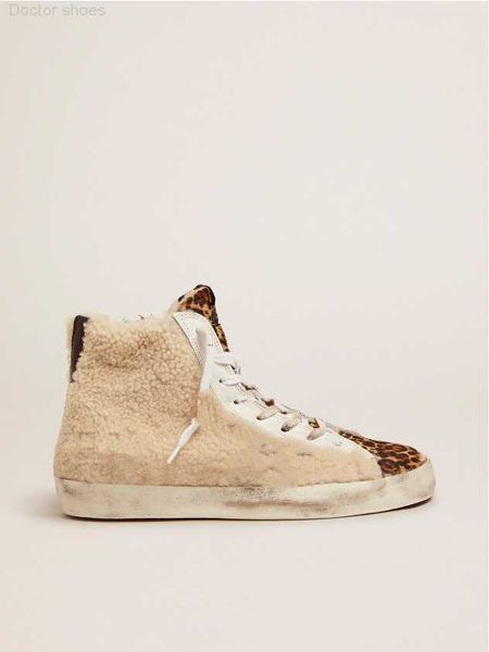 

high small dirty shoes designer luxury italian handmade francy sneakers made of shearling and pony skin with a leopard print, Black