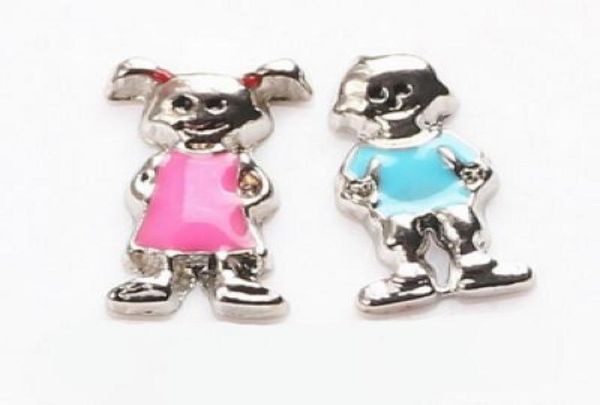 

whole 40pcslot lovely boy girl diy alloy floating locket charms fit for glass living magnetic locket fashion jewelrys7715391, Bronze;silver