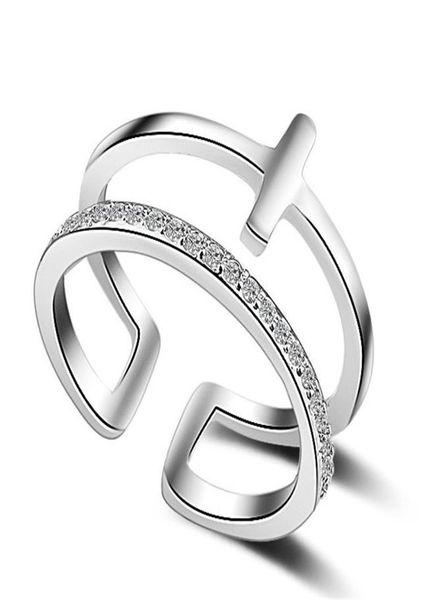 

cross anniversary cubic zirconia finger rings for women female ladies jewelry silver plated casual korea trendy party gift 1235660671