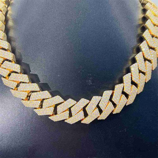 

ready to ship hip hop jewelry 20mm width iced out luxury custom moissanite cuban link chain, Silver