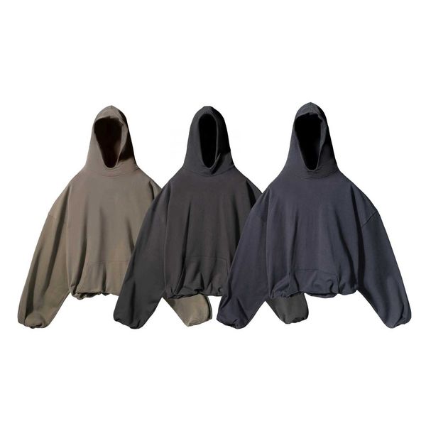 

100% cotton heavyweight french terry sweatshirt hoodie drop shoulder oversized custom men's, Black
