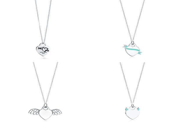 

original 100 925 sterling silver devil angel heart necklace love shape necklace pendant rose gold silver elegant necklace jewelry8255330