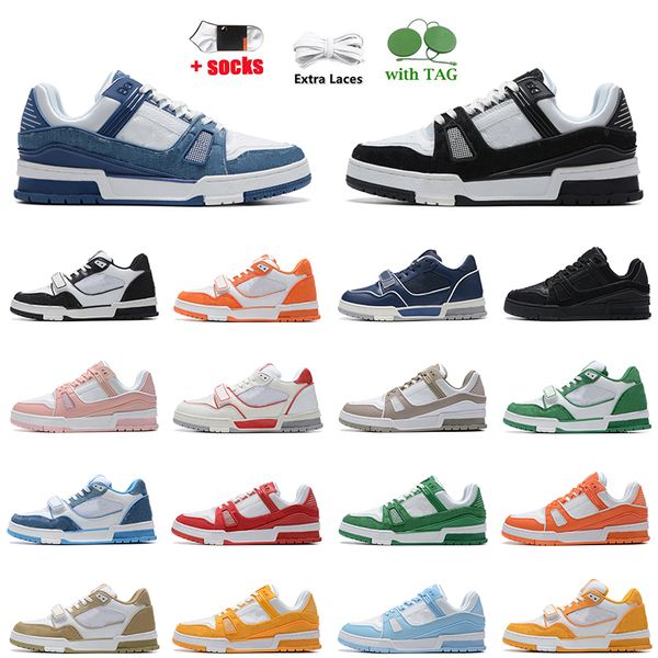 

casual designer shoes logo embossed virgil x 1 trainer calfskin leather abloh women mens sneakers tripler black white pink denim low vuittns