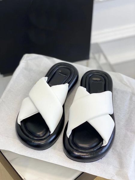 

2023-10a lambskin high heel slipper luxury designer slippers fashion summer sandals with box large size 35-41.087, Black