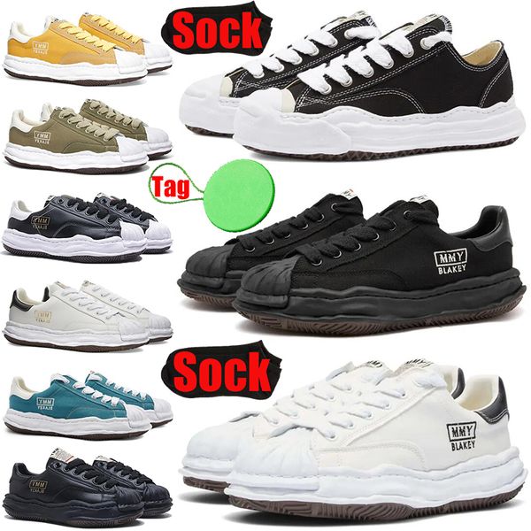 

maison mihara yasuhiro blakey low og mmy sole canvas sneakers shoes for men women black white yellow green mens womens trainers shoe