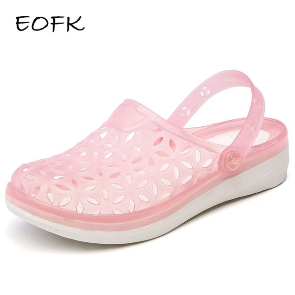 

eofk summer women jelly sandals flat comfort lady comfortable candy colors 36-44 beach eva shoes, Black