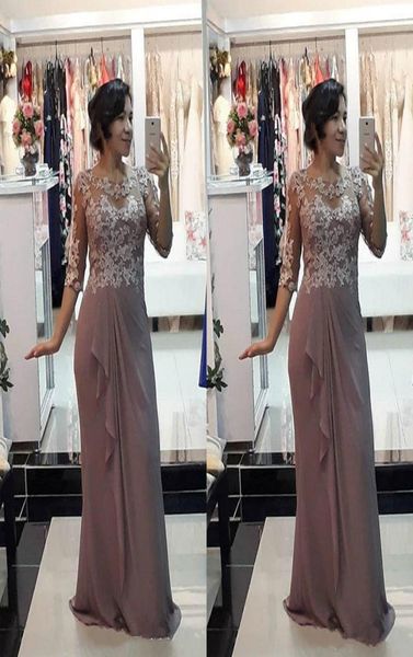 

lace applique half sleeves mother of the bride dresses ruched chiffon long prom dress bride party gowns9616469, Black;red