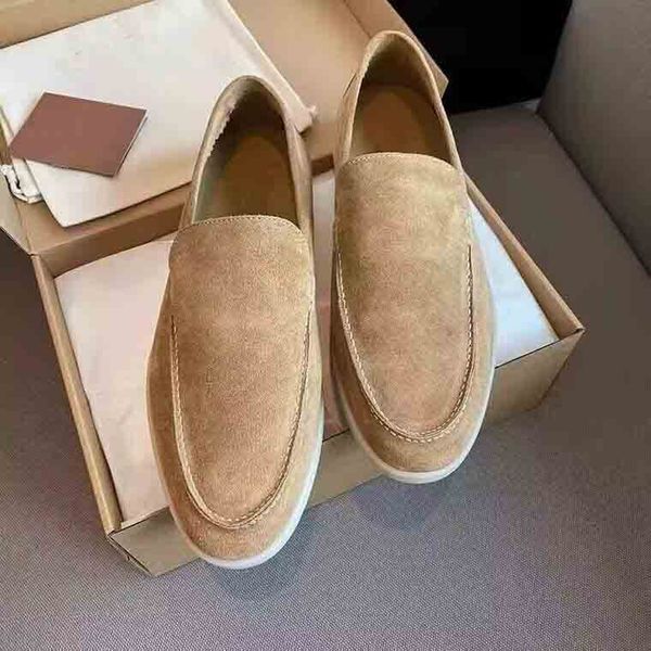 

luxury mens dress shoes lp summer walk loafers flat low suede soft genuine suede oxfords loro&piana moccasins summer-walk comfortslip on loa, Black