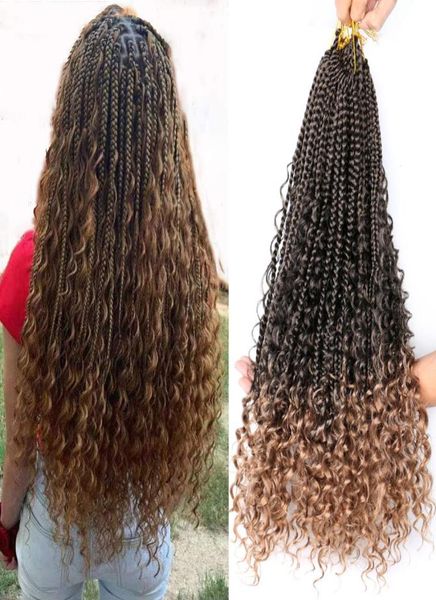 

22quotgoddess box braids crochet hair with curly end 12strandspcs bohemian box braiding hair extensions ombre braiding hair1958901, Black