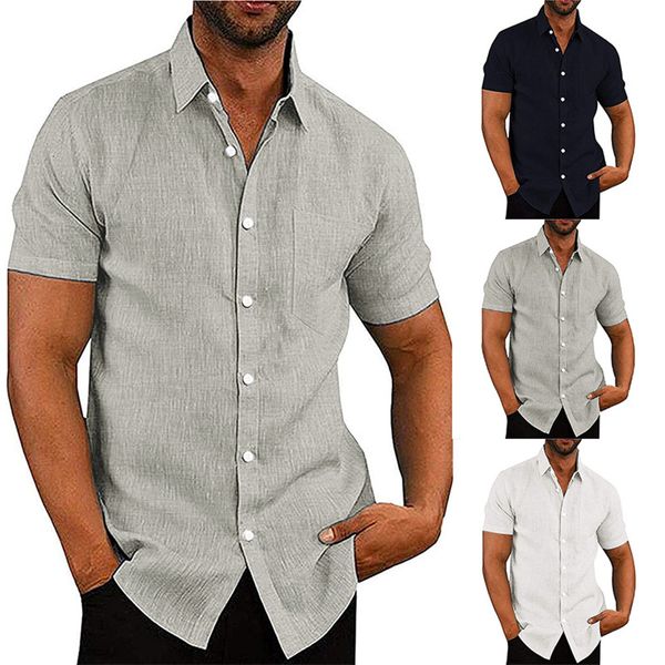 

men designer shirt dress shirt designer shirt men's casual linen button down shirt black short sleeve beach shirt soft linen solid colo, White;black
