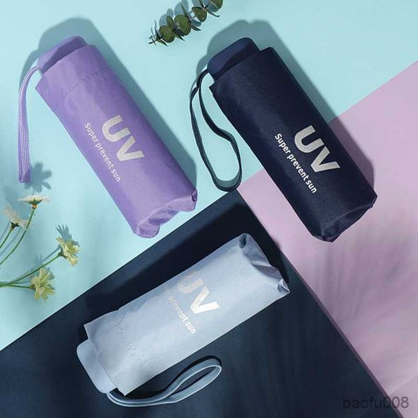 

umbrellas ultra light mini handle umbrella flat solid color rain sunscreen sun umbrella folding parasol umbrella r230607