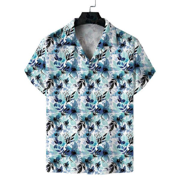 

shirt oil men's painting printed short sleeve lapel men's shirt slim hawaiian beach shirt rzk, White;black