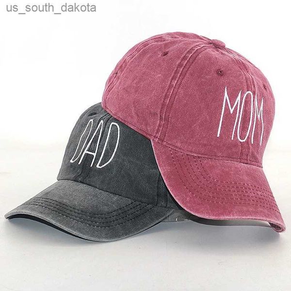 

letter dad mom embroidery hats for women men washed cotton baseball cap retro casual sports sun hat l230523, Blue;gray