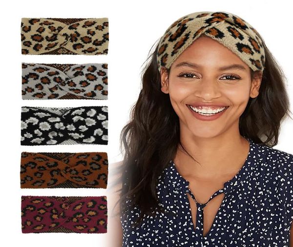 

leopard knitted headband fashion criss cross hair band winter elasticity bandanas warm wool knitting woman headwear dda6377051797, Silver