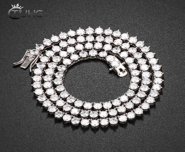 

design 3 claw 5mm tennis chain necklace iced out bling zircon 1 row crystal women men party jewlery gold silver color pendant neck5004449