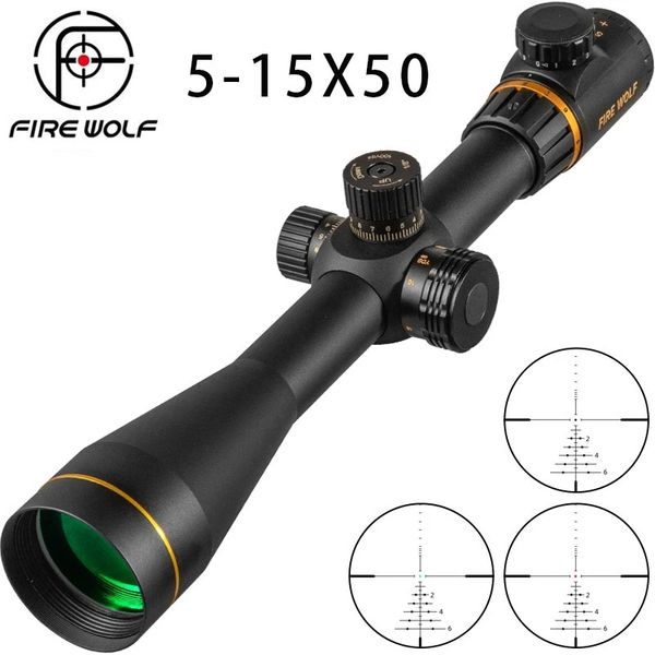 

fire wolf 5-15x50 ffp hunting optical sight riflescope cross side parallax tactical rifle scope for airsoft sniper rifle