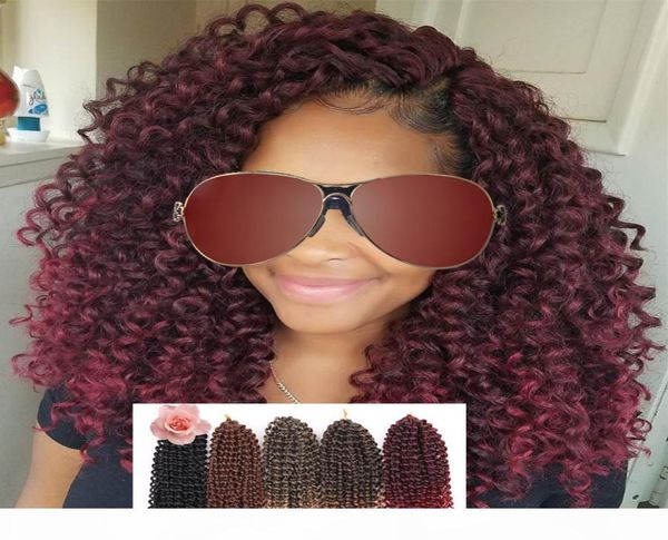 

812inch curly crochet braids heat resistant synthetic braiding hair ombre crochet hair extensions 60 strands pack5101118, Black