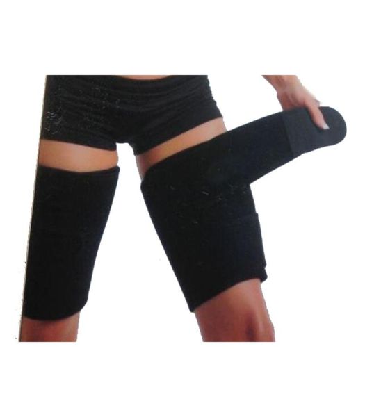 

1pair sweet sweat women men adjustable trimmer belt kneepad muscle protective leggings running thigh trimmer belts legwarmers 3279986, Black;gray