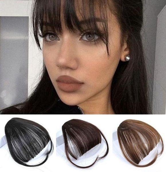 

new pretty girls hair extension bangs straight wig piece clip on clip in front hair bangs wigs human hair9633741, Black