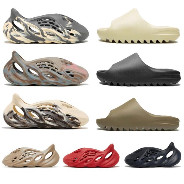 

slippers men and women slider foam mineral blue agate runner-up scarlet two-color stitching pure sandals slippers ochre bone resin clogs des, Black