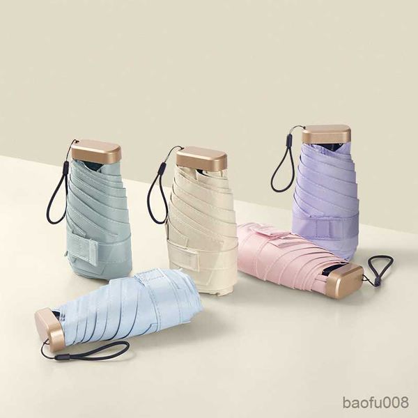 

umbrellas mini pocket umbrella ultralight 6 ribs parasol rain sun umbrella women's man girls anti folding portable parasol patio r23060