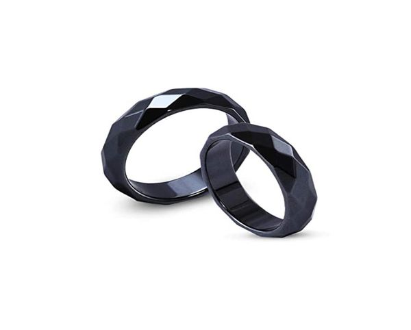 

faceted hematite stone rings for women men energy rings4308130, Silver