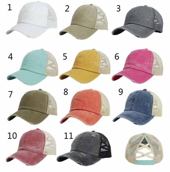 

5pcs kids cottonmesh baseball cap 12y 11 colors ponytail ball hat net sun hats adjustment visor caps children boutique acc9768894, Yellow