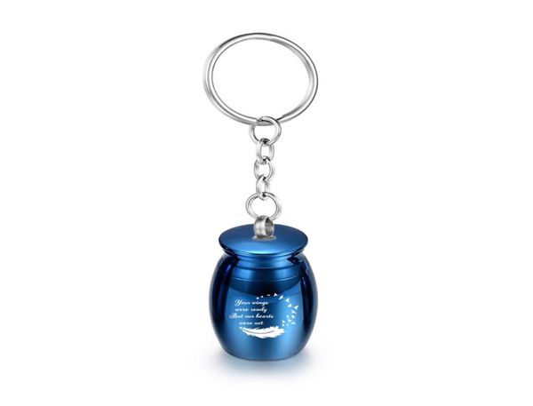 

16x25mm mini keepsake feather pendant cremation urn keychain aluminum alloy memorial urn funeral jar with fill kit8637388, Silver