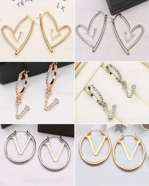 

mixed luxury designers letters stud love earrings geometric famous women round crystal rhinestone pearl earring wedding party jewe2227895, Golden;silver