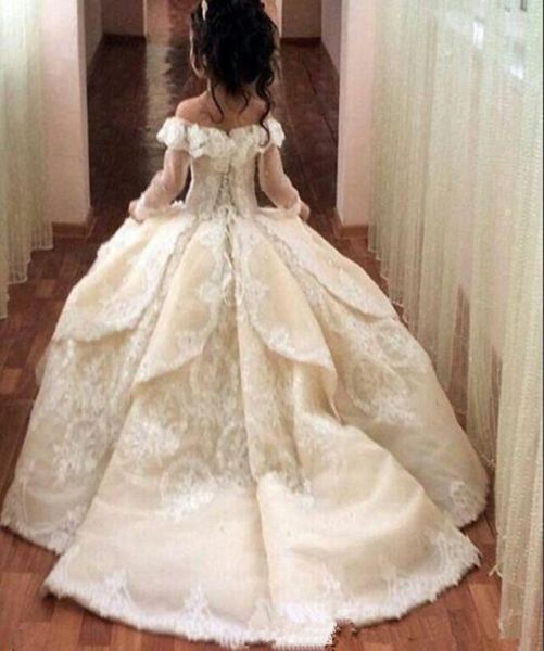 

gorgeous off shoulder flower girl dresses for wedding sheer long sleeve lace applique back girls pageant gowns princess dresses5894191, White;blue