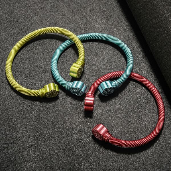 

street fashion painted steel wire rope muticolor enamel bangle bracelet cable wire bracelet designer brand jewelry, Black
