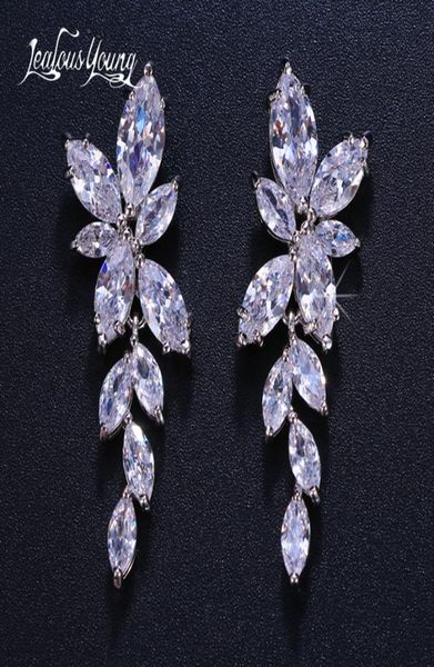

jewelry accessories earringsdangle earrings 2022 fashion leaf zircon drop earrings for women white gold color crystal wedding earr2480614, Silver