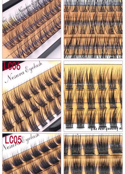

professional 3d segmented eyelashes l05 natural thick long fluffy single cluster whole false lashes premade volume fans indivi9372187