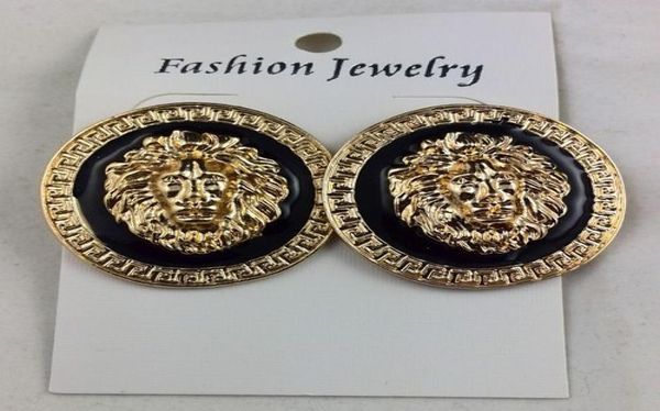 

black lion head wedding stud earrings 14 gold plating jewelry golden charm earring min order is 2pairs4819180, Golden;silver