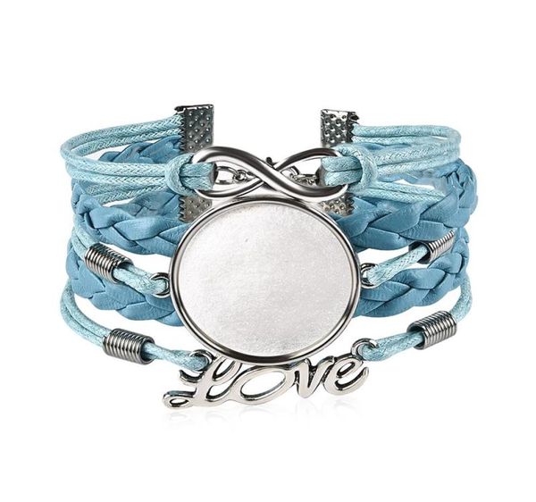 

5pcslot woven leather bracelet bangle blank base fit 25mm glass cabochon gems setting bezel tray diy jewelry making findings2527090, Silver