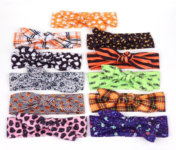 

baby halloween headbands elastic bunny headbands boutique kids girls stripe skull print hairbands hair accessories 12 colors kha669593104, Slivery;white