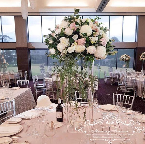 

new style tall wedding acrylic crystal table centerpiece wedding columns flower stand for table decoration floral arrangements1190711