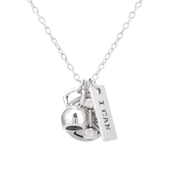 

pretty dumbbell necklace barbell gym sport fitness weight necklaces beautifully jewelry sports belief power charm necklace5850307, Silver