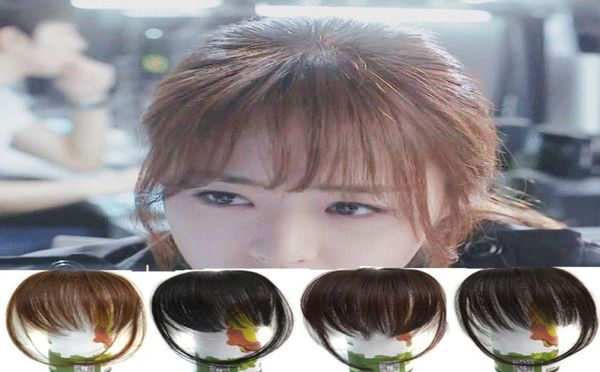 

sara shuangbin bang clip in bangs fringe frange franja brown black bangs front hair extensiones synthetic hair piece hairpiece2940238