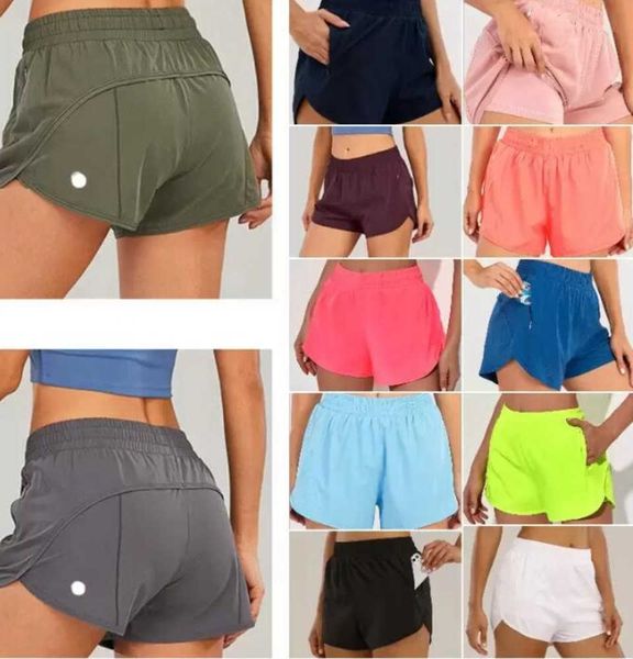 

lu-2027 brand womens yoga outfits high waist shorts exercise short pants fitness wear girls running thin elastic sportswearfa shion, White;black