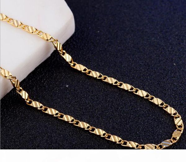 

s 2mm fashion luxury womens jewelry 18k gold plated necklace chain 925 silver plated chains necklaces gift whole accessories4141157