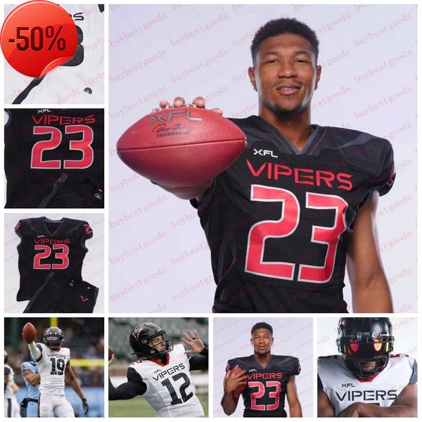 

stitched football jerseys vegas 2023 vipers football jersey custom jalan mcclendon luis perez matt jones john lovett rod smith deandre torre, Black;red