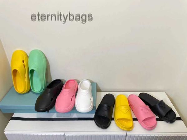 

sandals women designer slippers foam rubber sandals men embossed slides triangle tone contemporary slids prads, Black