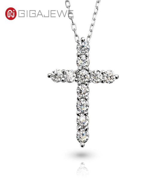

gigajewe total 11ct 3mmx11 round cut d vvs1 moissanite pendant necklace 925 silver christian religious cross girlfriend gift gmsn7833308