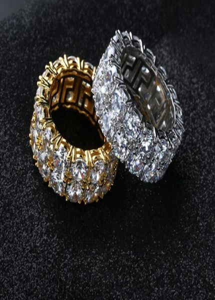 

hip hop iced out ring micro pave cz stone tennis ring men women charm luxury jewelry crystal zircon diamond gold silver plated wed1413489